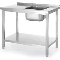 Hendi Table avec évier et tablette - vissée, profondeur : 600 mm, Budget Line, 800x600x(H)850mm