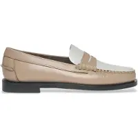 Sebago pour femme. 76112KW Mocassins en cuir Clasic Dan beige, blanc (37), Plat, Aucun, Casuel