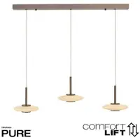 Paul Neuhaus Lampe suspendue 3 lumières Pure Vitrum marron de créateur