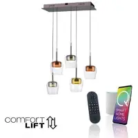 Paul Neuhaus Lampe suspendue LED Q-KON, 5 branches, multicolore, domotique, ZigBee, 2700–5000 K, référence 2743-70