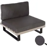 Mendler Fauteuil Lounge Hwc-H54, Fauteuil De Jardin, Spun Poly Acacia Bois Mvg-Certifié Aluminium Gris, Rembourrage Gris Foncé