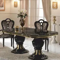 Casa Padrino - Table de salle à manger baroque de luxe, noir/doré, 185-230 cm - Fabriquée en Italie