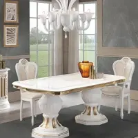 Casa Padrino - Table de salle à manger baroque de luxe, blanc/doré, 185-230 cm - Fabriquée en Italie