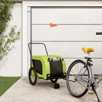 Prolenta Remorque de vélo exclusive - Pour chiens, couleurs vert et noir. Fabriquée en tissu Oxford et en fer