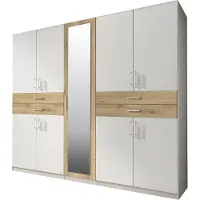 Wimex Armoire Taiga Armoire à portes battantes avec miroir Finition au choix Blanc / Chêne planché