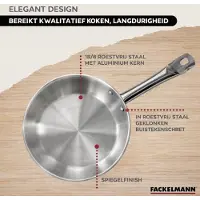 Fackelmann Set de 1 poêle de 24 cm en inox et couvercle en verre Eterna