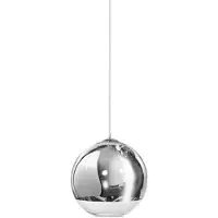 Azzardo Charmant luminaire suspendu Silver ball en plusieurs tailles, Variant : Ø 250 x 220 x 1180 mm, E27, 60 W, chromé, transparent