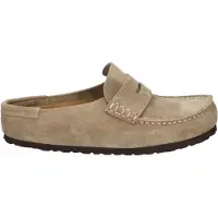Birkenstock pour femme. 1029710 Sabots en Cuir Naples Wrapped (Coupe Étroite) taupe (40), Plat, Aucun, Casuel