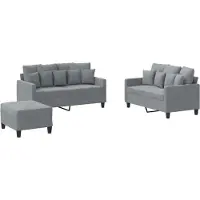 vidaXL Ensemble de canapés 3 pièces avec coussins Tissu gris clair