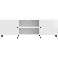 vidaXL Meuble TV 150 x 31 x 50 cm, blanc brillant, aggloméré