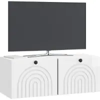 vidaXL Meuble TV mural , blanc brillant, 78,5 x 31 x 30 cm