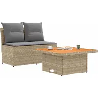 vidaXL - Lot de 2 canapés de jardin de taille moyenne avec table rabattable en polyrotin