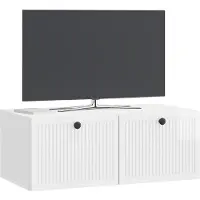 vidaXL Meuble TV mural , blanc brillant, 78,5 x 41 x 30 cm