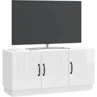 vidaXL Meuble TV , blanc brillant, 99 x 34,5 x 47 cm, aggloméré
