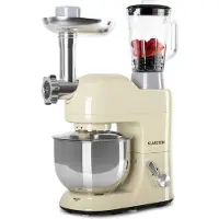 Klarstein Robot Patissier Multifonctions, Batteur sur Socle, Bol 5L, Robot Cuisine 1800W, Blender 1.5L, Robot Multifonction Petrin Boulangerie, Hachoir à Viande, Batteur Electrique Cuisine, 6 Vitesses