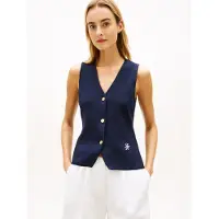 Tommy Hilfiger pour femme. WW0WW49707 Gilet tricoté premium marine (S), Casuel, Coton