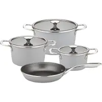 GSW Batterie de cuisine – Compatible avec tous les types de cuisinières, y compris à induction – – STRATOS – Acier émaillé – 7 pièces – Gris