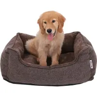 Feandrea : panier pour chien avec housse lavable 90 x 25 x 75 cm, amovible et lavable en machine. Coussin douillet pour chien, marron PGW10CC