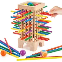 Zree Jeu de société Montessori en bois, 42 pièces Bâtons en bois colorés Jeu de cubes mathématiques Jouets éducatifs à partir de 3 4 5 6 ans