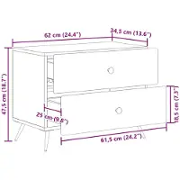 vidaXL Cabinet de chevet avec tiroir Chêne fumé 62 x 34,5 x 47,5 cm