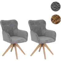 Mendler Fauteuil de salle à manger HWC-Q35, modèle 2ème choix, chaise de cuisine avec accoudoirs pivotants, revêtue en tissu chenille (680g/m²), structure en bois MVG, couleur gris