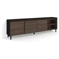 Skraut Home PULLER Meuble tv effet bois de chêne foncé et noir 207x35x61cm avec pieds