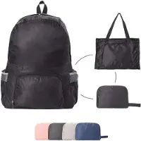 OEM Sac de voyage léger, compact, pliable, imperméable et unisexe, idéal pour les activités de plein air, la randonnée, le camping, les balades à vélo et les courses - noir