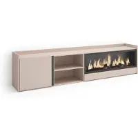 Skraut Home PULLER Meuble tv effet bois beige 212x35x50cm cheminée effet feu XXL