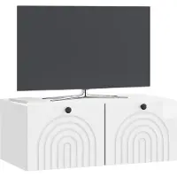 vidaXL Meuble TV mural , blanc brillant, 78,5 x 41 x 30 cm