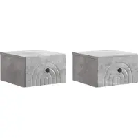 vidaXL Cabinet de chevet mural 2 pcs Gris béton 33 x 34,5 x 20 cm