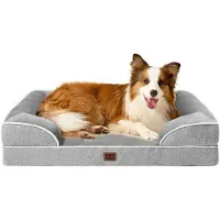 OEM Lit orthopédique pour grands chiens, 104 x 69 x 15 cm, superbe lit pour chiens de taille moyenne, canapé pour chien lavable, imperméable, antidérapant, canapé pour chien à bords surélevés, gris