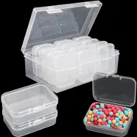 Markenlos Petites boîtes de rangement, mini-boîtes de rangement, lot de 13, compartiments (5,5 x 5,5 x 2 cm), boîte de rangement, boîte en plastique avec couvercle, boîte à bijoux transparente