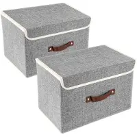 Markenlos Boîte de rangement pliable avec couvercle, en tissu, lavable, 38 x 25 x 25 cm