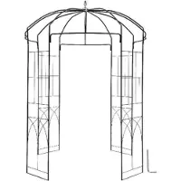 Markenlos Pergola noire en forme de cage à oiseaux de jardin, 240 cm
