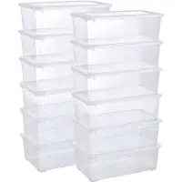Markenlos Boîtes de rangement 12 x 5 l avec couvercles transparents - boîtes transparentes empilables