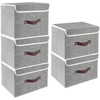 Markenlos Boîte de rangement pliable avec couvercle, en tissu, lavable, 38 x 25 x 25 cm