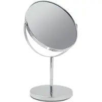 Markenlos 66959 Miroir de maquillage chromé, pour salle de bains/salle de maquillage/chambre à coucher, pivotant à 360°, grossissement x2, 29 x 18 x 13 cm