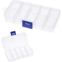 Markenlos 2 boîtes de rangement en plastique – boîte de rangement, organiseur à bijoux robuste et réglable, boîte de rangement en plastique réglable, 10 compartiments, avec couvercle, boîte de rangement