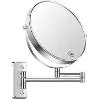 Markenlos Miroir mural de 22,9 cm avec grossissement 7x, miroir de rasage, miroir de salle de bain double face, pivotant à 360° et extensible, pour femmes et hommes, chromé