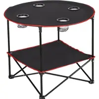 Famanu Table pliante résistante à la chaleur, 2 niveaux, noire, 72 x 72 x 61 cm