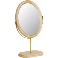 Markenlos Miroir de maquillage en bois massif, miroir de maquillage elliptique pour le salon ou la chambre à coucher, 7,5 x 13,5 cm (L x H) (bois naturel)