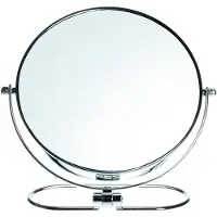 Markenlos Miroir de maquillage pliable à double face, 20 cm, grossissement 10x, pivotant à 360°. Miroir de maquillage de table, 2 miroirs : normal et grossissement 10x, chromé, KXD3125-10x