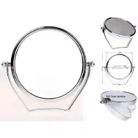 Markenlos Miroir de maquillage design / miroir à main avec grossissement 5x, diamètre 14,7 cm, double face, miroir sur pied, miroir de voyage, 15 cm, chromé, KXD3102-5x, KX_TKD3102-5x, 5x