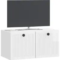 vidaXL Meuble TV mural blanc brillant 59,5 x 31 x 30 cm