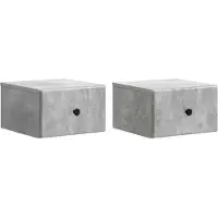 vidaXL Cabinet de chevet mural 2 pcs Gris béton 34,5 x 33 x 20 cm