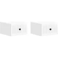 vidaXL Cabinet de chevet mural 2 pcs Blanc brillant 33 x 34,5 x 20 cm