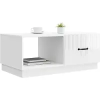 vidaXL Table basse blanche brillante 90 x 50 x 37 cm en aggloméré