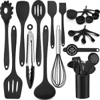 OEM Set de cuisine 21 pièces en silicone résistant à la chaleur, noir