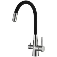 OEM Filtre à eau de cuisine avec mitigeur triple (eau chaude et froide) et bras amovible, compatible avec tous les types d'éviers