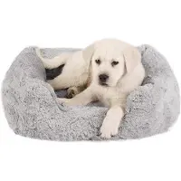 Markenlos Lit rectangulaire pour chien « Garten-Lounge Lux » en mousse à mémoire de forme, lavable, gris, petit format 50 cm x 38 cm - Lit confortable pour chien